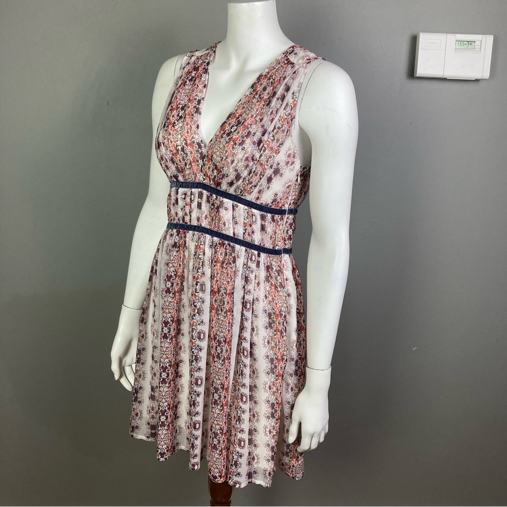 Abercrombie & Fitch Dress Medium Sleeveless Empire Waist Sheer Paisley Cream